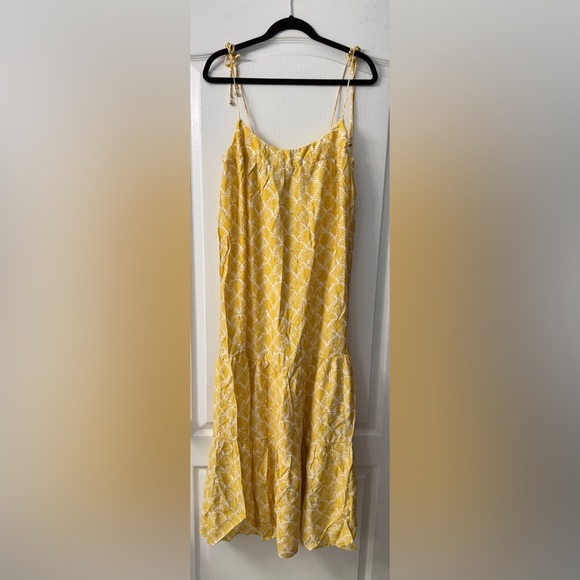 H&M TIE-STRAP MAXI DRESS Yellow/White pattern - Picture 6 of 14